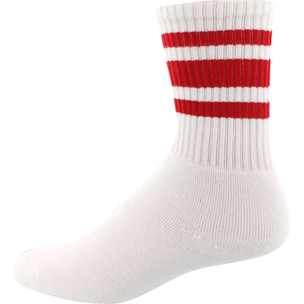 Socco Socks White Classical Retro Red Triple Stripes Unisex Crew Tube ...