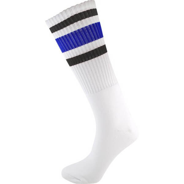 Socco Socks White Classical Retro Black / Blue Triple Stripes Unisex ...