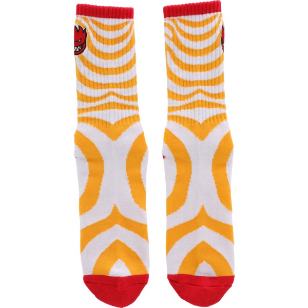 Spitfire Wheels Bighead Fill Embroidered Swirl White / Gold / Red Crew Socks - One Size Fits Most