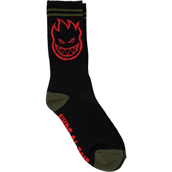 Spitfire Wheels Bighead Black / Olive / Red Crew Socks - One size fits most Spitfire Wheels Bighead Black / Olive / Red Crew Socks - One size fits most