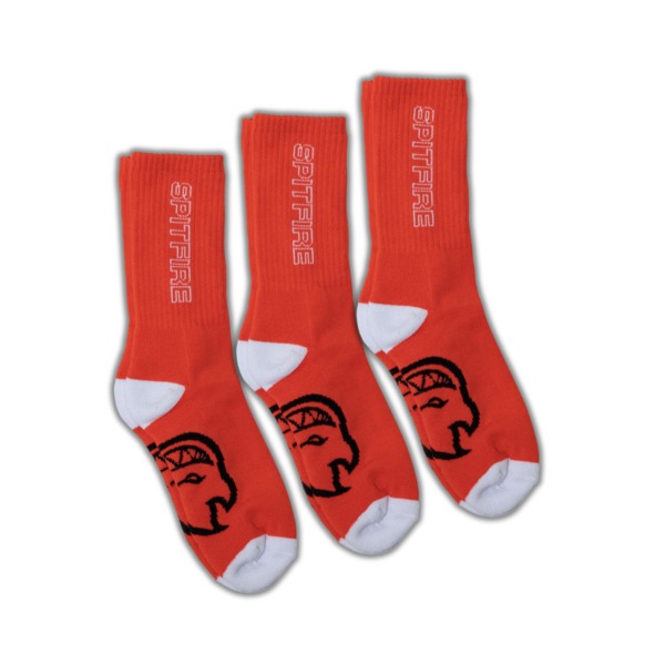 Spitfire Wheels 3-Pack Classic '87 Red / White / Black Crew Socks - One Size Fits Most