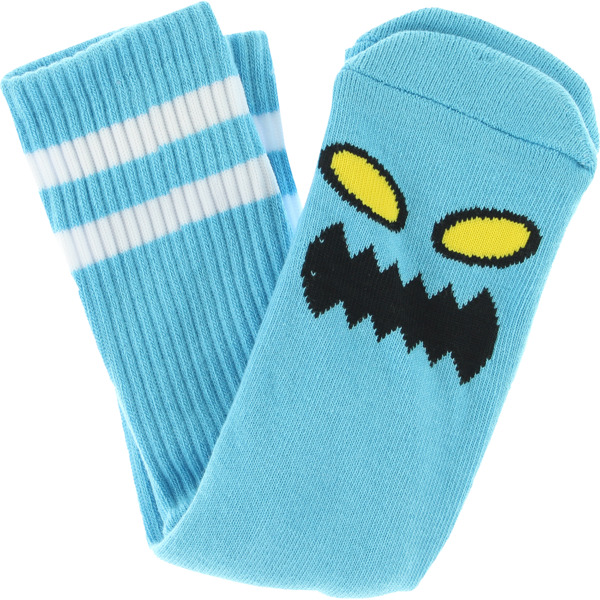 Toy Machine Skateboards Monster Face Sky Blue Crew Socks - One size fits most