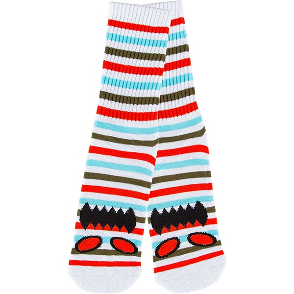 Toy Machine Skateboards Monster Face Mini Stripe Coral Crew Socks - One size fits most