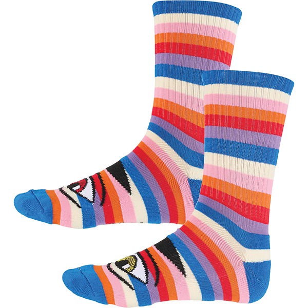 Toy Machine Skateboards Sect Eye Rainbow Blue Crew Socks - One size fits most Toy Machine Skateboards Sect Eye Rainbow Blue Crew Socks - One size fits most