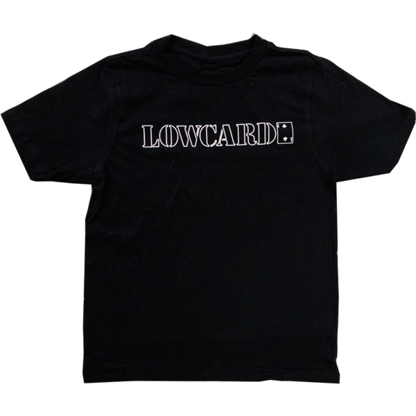 Lowcard Mag Outline Logo Black Boys Youth Short Sleeve T-Shirt - Medium