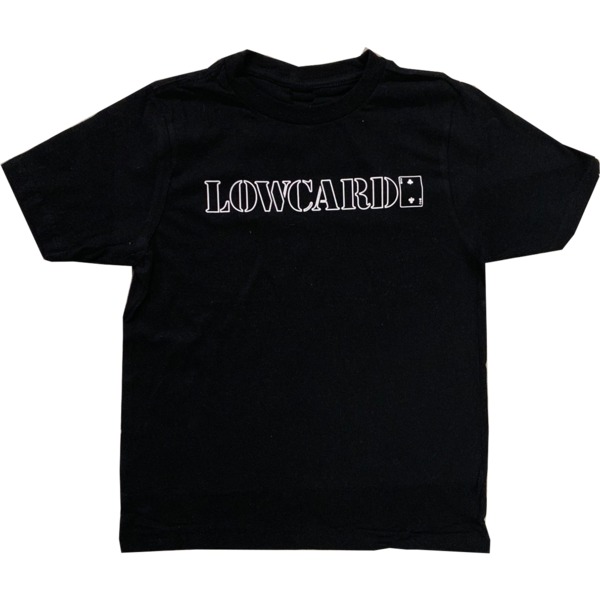 Lowcard Mag Outline Logo Black Boys Youth Short Sleeve T-Shirt - Medium