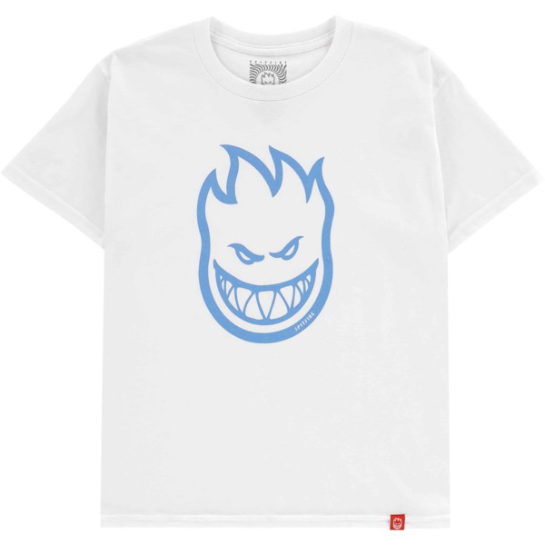 Spitfire Wheels Bighead White / Light Blue Boys Youth Short Sleeve T-Shirt - Small