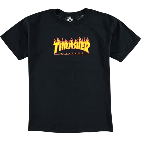 Thrasher Magazine Flames Youth T-Shirts in Black