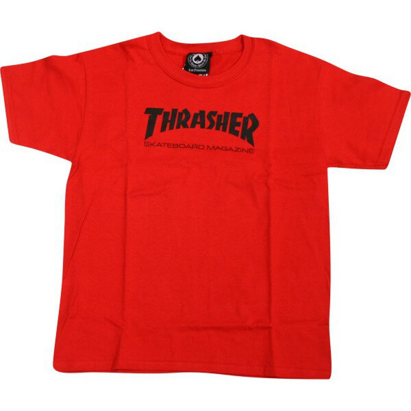 Thrasher Magazine Mag Logo Boys Youth Short Sleeve T-Shirt in Red