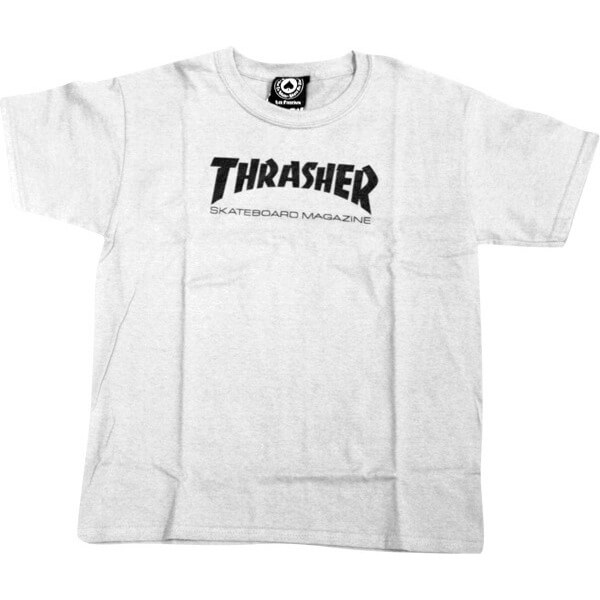 Thrasher Magazine Mag Logo Boys Youth Short Sleeve T-Shirt in White