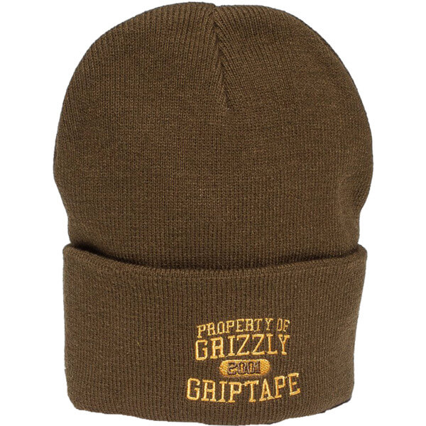 Grizzly Grip Tape Property of Grizzly Military Green Beanie Hat - One size fits most