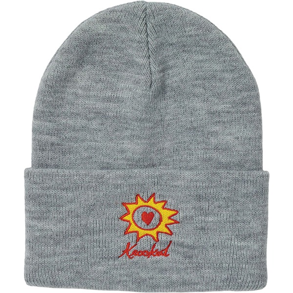 Krooked Skateboards Sun Heart Heather Grey Beanie Hat - One size fits most Krooked Skateboards Sun Heart Heather Grey Beanie Hat - One size fits most