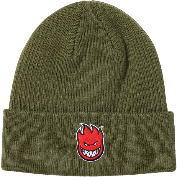 Spitfire Wheels Bighead Fill Cuff Olive / Black / Red Beanie Hat - One size fits most