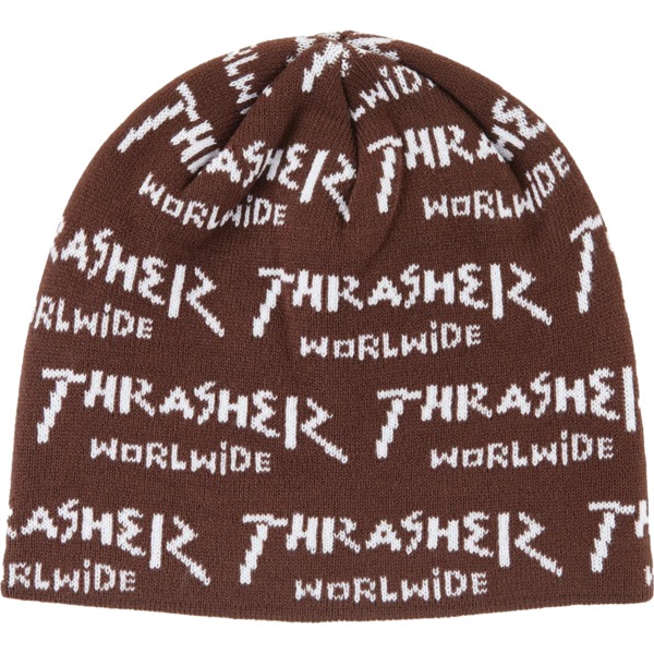 Thrasher Magazine Worldwide Brown Skully Beanie - One size fits most Thrasher Magazine Worldwide Brown Skully Beanie - One size fits most