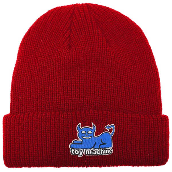 Toy Machine Skateboards Devil Cat Dock Red Beanie Hat - One Size Fits Most
