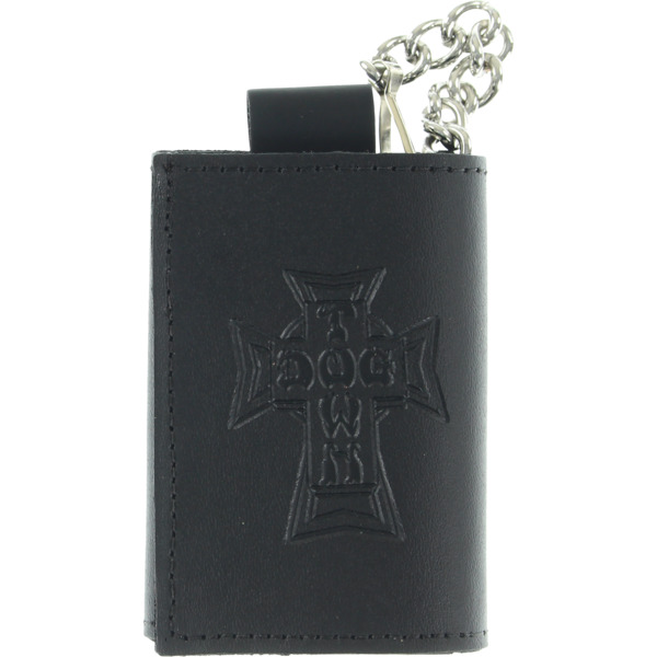 Dogtown Skateboards Small Trifold Black Chain Leather Wallet