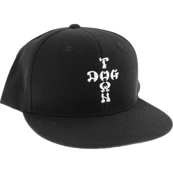 Dogtown Skateboards Cross Letters Embroidered Black Snapback Hat - Adjustable
