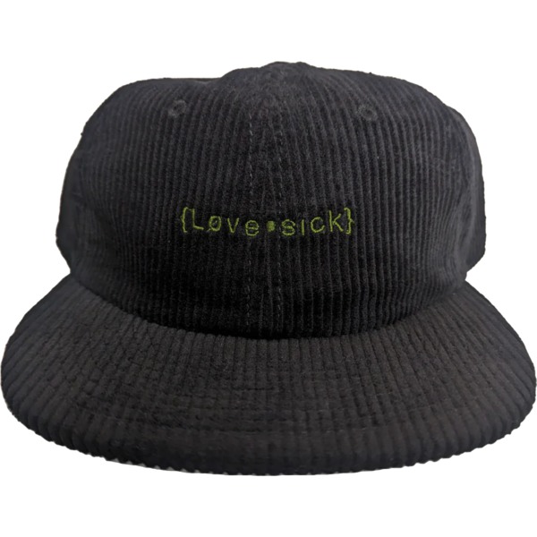 Lovesick Skateboards Logo Corduroy Hat in Black / Olive