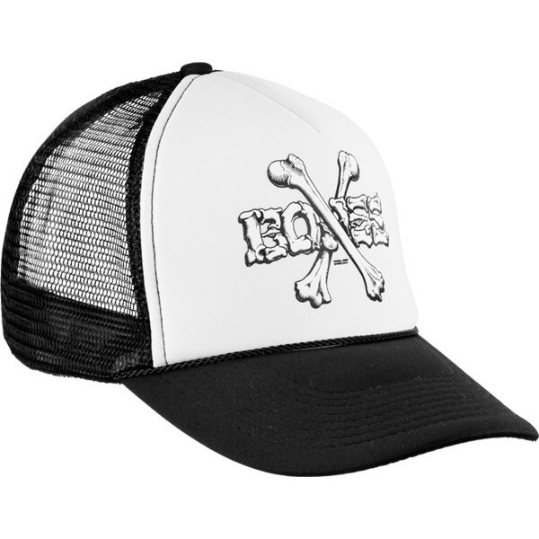 Powell Peralta Cross Bones White / Black Mesh Trucker Hat - Adjustable