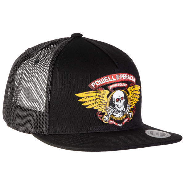 Powell Peralta Winged Ripper Black Mesh Trucker Hat - Adjustable