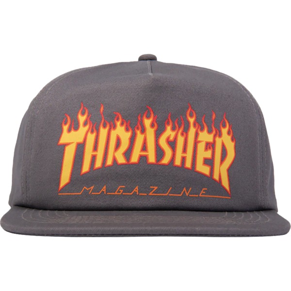 Thrasher Magazine Printed Flame Grey Hat - Adjustable Thrasher Magazine Printed Flame Grey Hat - Adjustable