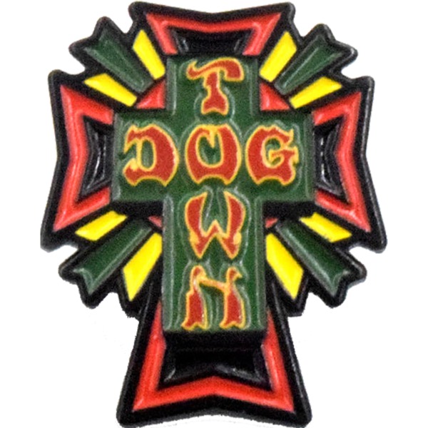 Dogtown Skateboards Cross Logo Rasta Enamel Pin