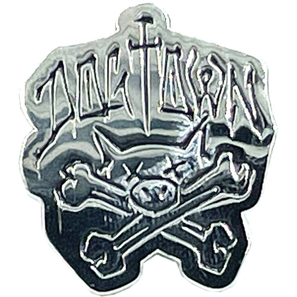 Dogtown Skateboards Pig and Crossbones Silver / Black Enamel Pin - 1.5"