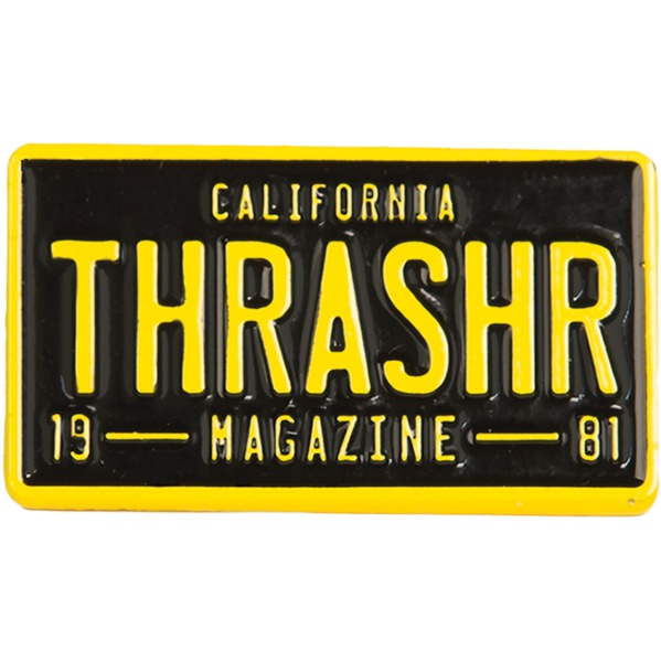 Thrasher Magazine License Plate Black / Yellow Lapel Pin