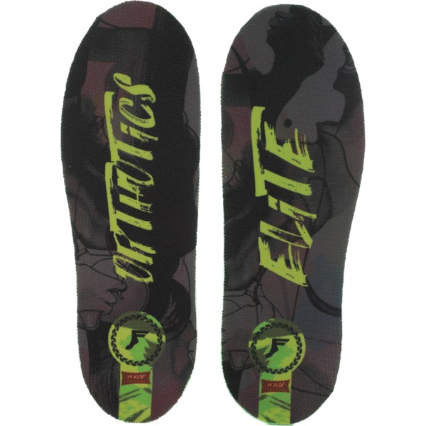 Footprint Insoles Kingfoam Orthotic Elite Classic Black / Green Shoe Insoles - 7/7.5