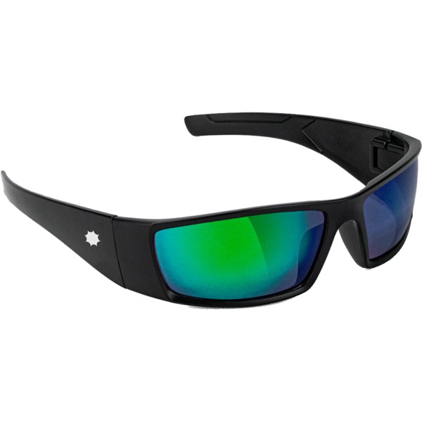 Glassy Sunhaters Peet Sunglasses in Black / Green Mirror