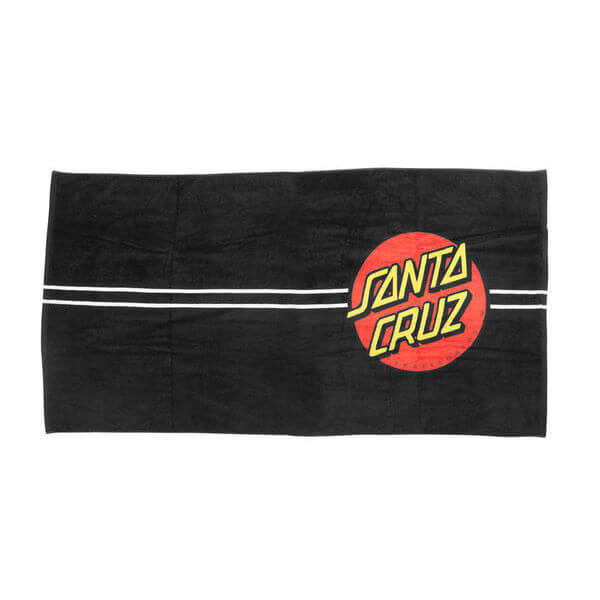 Santa Cruz Skateboards Classic DOT Black Terry Loop Beach Towel 35 1/2" X 62"