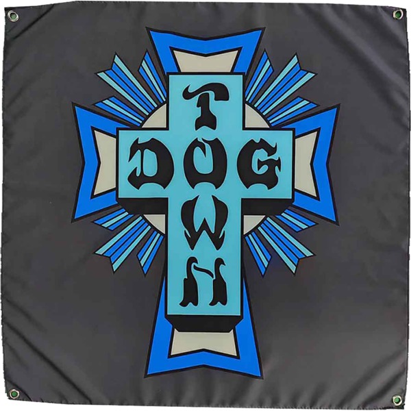 Dogtown Skateboards Cross Logo Black / Blue Banner Flag 34" x 34"