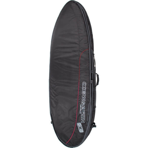 Ocean & Earth Double Wide Compact Black / Red / Grey Shortboard Board Bag - 1-2 Boards - 25" x 6'