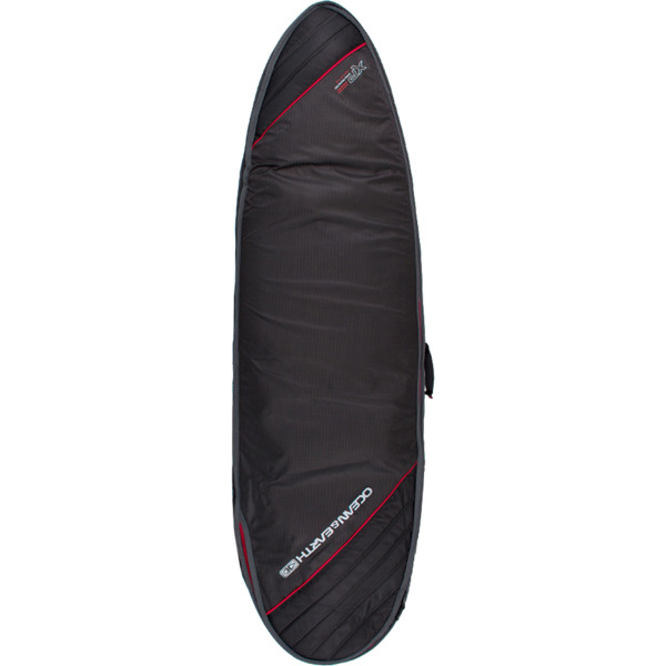 Ocean & Earth Double Compact Black / Red / Grey Fish Surfboard Board Bag - 1-2 boards - 22.5" x 6'8"