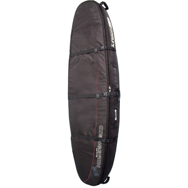 Ocean & Earth Double Coffin Black / Red / Grey Longboard Surfboard Bag - 1-2 Boards - 23" x 10'6"