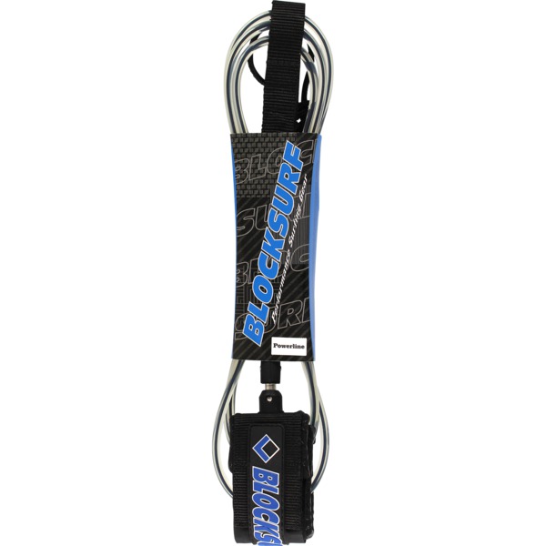 Blocksurf Powerline Clear Black Surfboard Leash - 6'