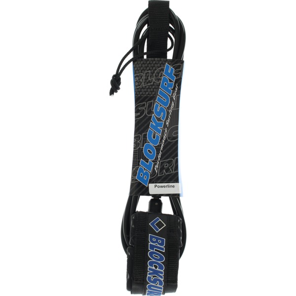 Blocksurf Powerline Solid Black Surfboard Leash - 6'