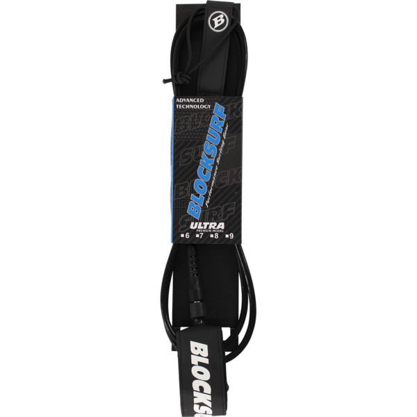 Blocksurf Ultra Black / Solid Black Surfboard Leash - 7'