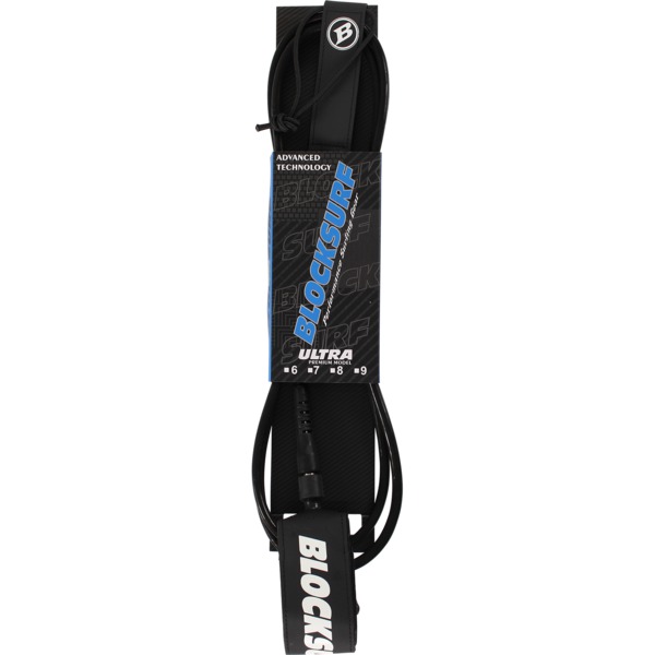 Blocksurf Ultra Black / Solid Black Surfboard Leash - 8'