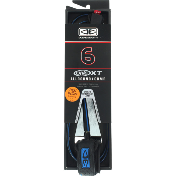 Ocean & Earth One XT Allround Comp Black / Blue Surfboard Leash - 6'