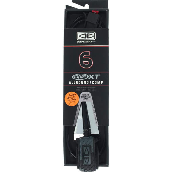 Ocean & Earth One XT All Around Comp Black Surfboard Leash - 6'