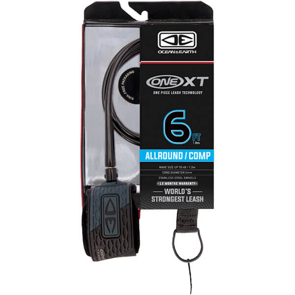 Ocean & Earth One XT All Around Comp Black Surfboard Leash - 6'