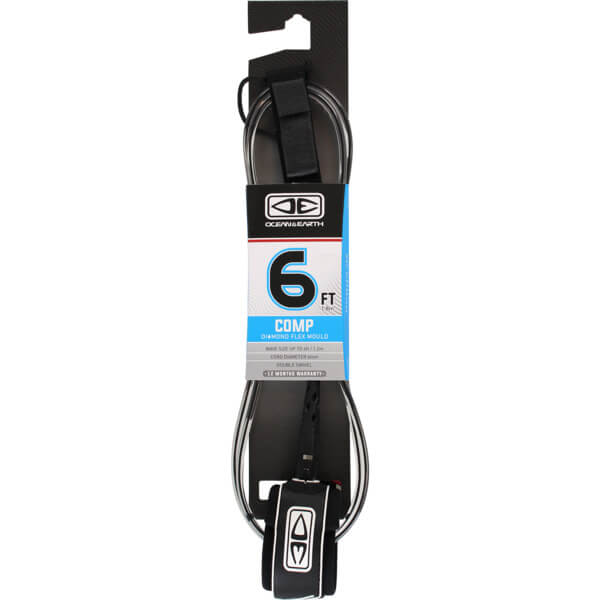 Ocean & Earth Comp Moulded Black Surfboard Leash - 6'