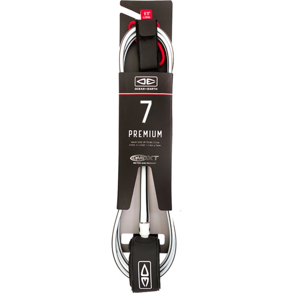 Ocean & Earth One XT Premium White / Black Surfboard Leash - 7'