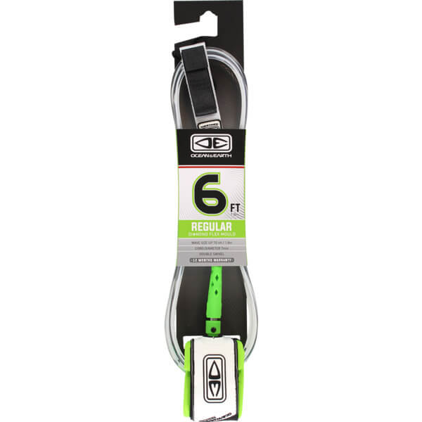 Ocean & Earth Regular Moulded White Surfboard Leash - 6'
