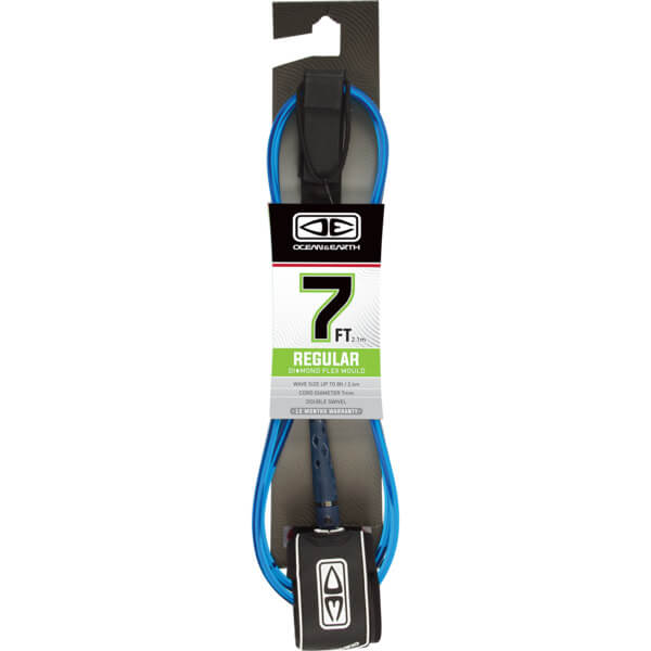 Ocean & Earth Regular Moulded Blue Surfboard Leash - 7'