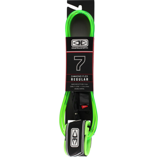 Ocean & Earth Regular Moulded Lime Surfboard Leash - 7'