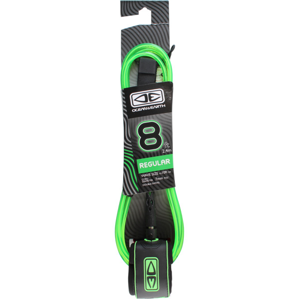 Ocean & Earth Regular Moulded Lime Surfboard Leash - 8'