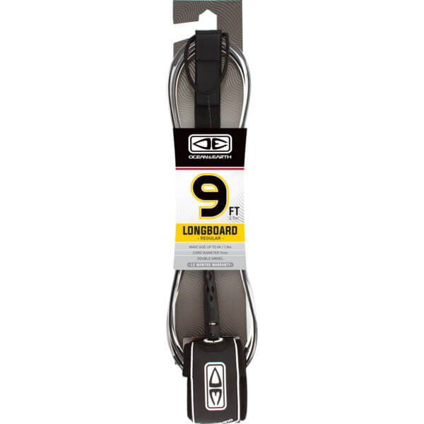 Ocean & Earth Regular Moulded Black Longboard Surfboard Leash - 9'