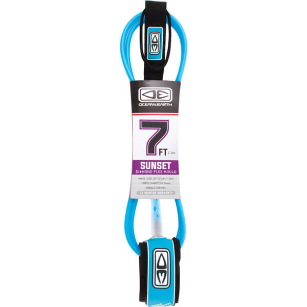 Ocean & Earth Sunset Moulded Blue Surfboard Leash - 7'